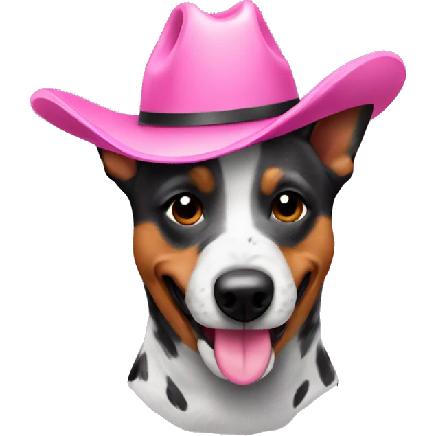 Cattle dog with pink cowboy hat  emoji