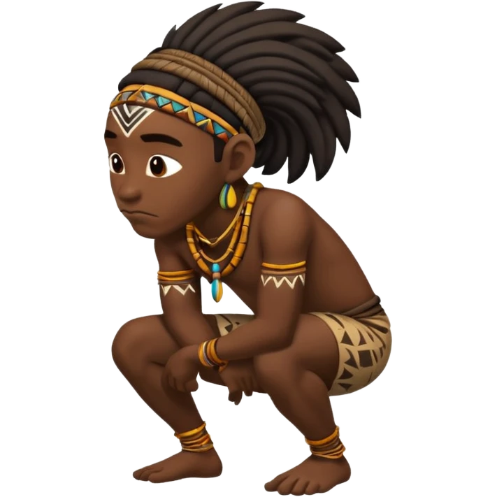 african tribesman bending over and looking down emoji