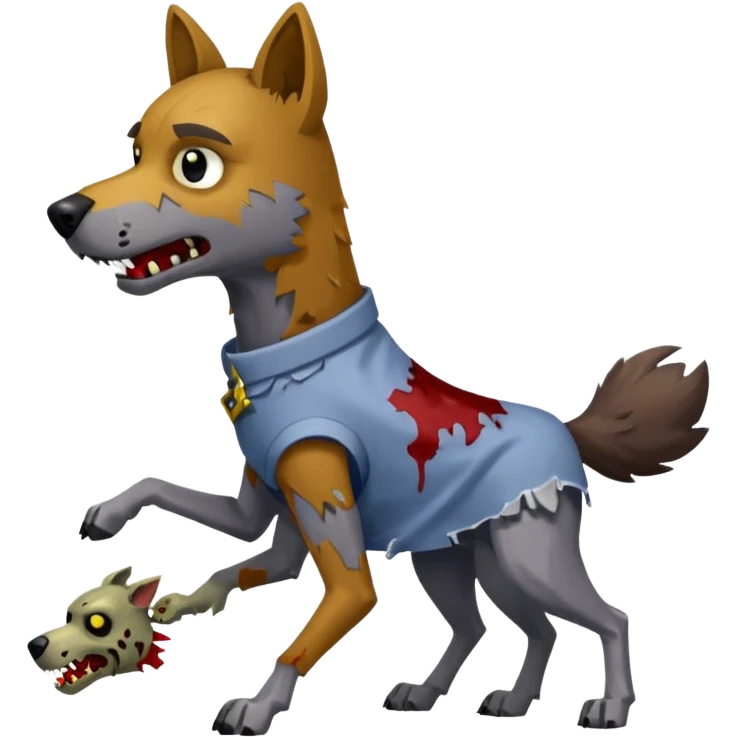 A dog raiding a zombie like minecrafty like a chicken jocky but instead wolf jocky or dog jocky But blocky emoji