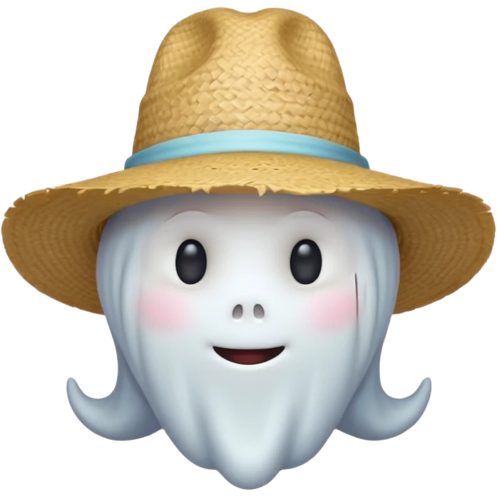 cute ghost farmer portrait, head and shoulders only, straw hat, round friendly face, soft pastel glow, harmless spirit vibe, 3D cartoon, mobile game icon style, clean background, no text, no watermark
 
 emoji