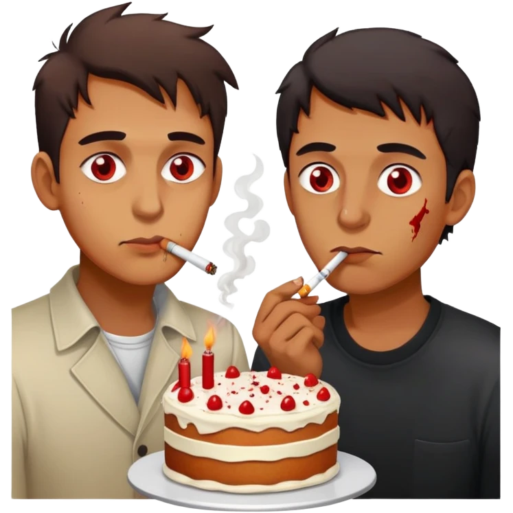 Два мужика перепили и курили, потос обожрались тортом emoji