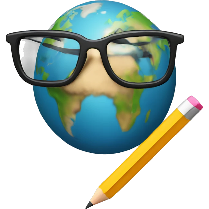 earth with pencil and glasses emoji