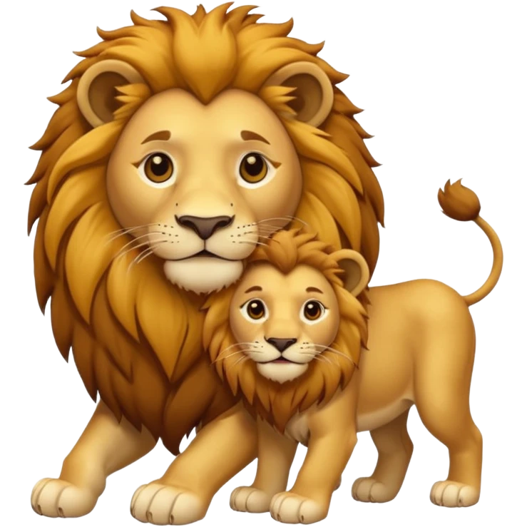 A lion with his cub. emoji