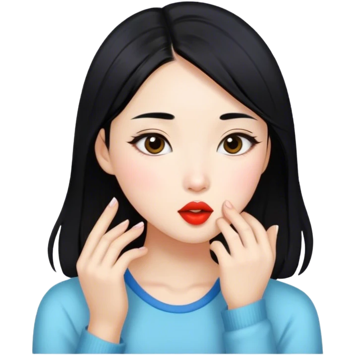 Kissing beautiful Chinese girl with black hair emoji