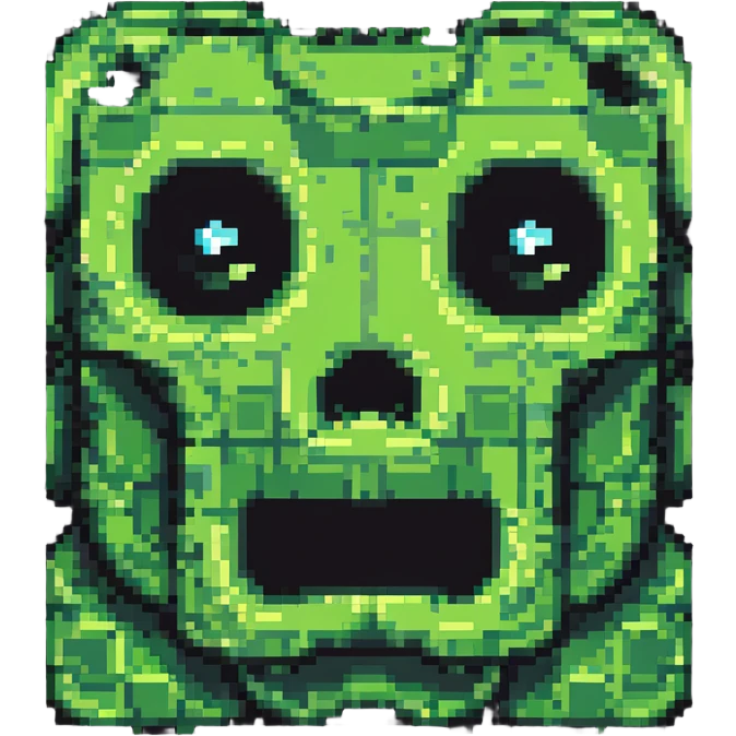 ultra-blocky minimal pixel art Minecraft creeper face with few large square pixels emoji