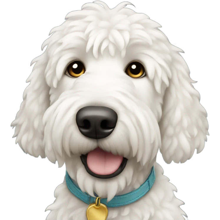 White golden doodle dog emoji