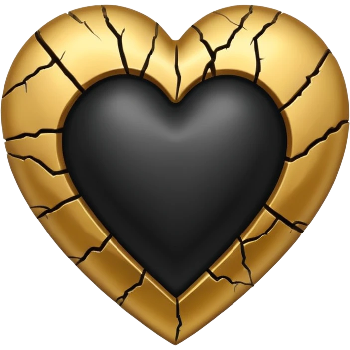 Make a black heart with cracks in it. Make the cracks filled with gold emoji