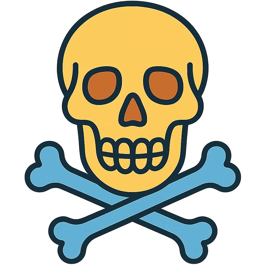 Human skull, bones, front view emoji