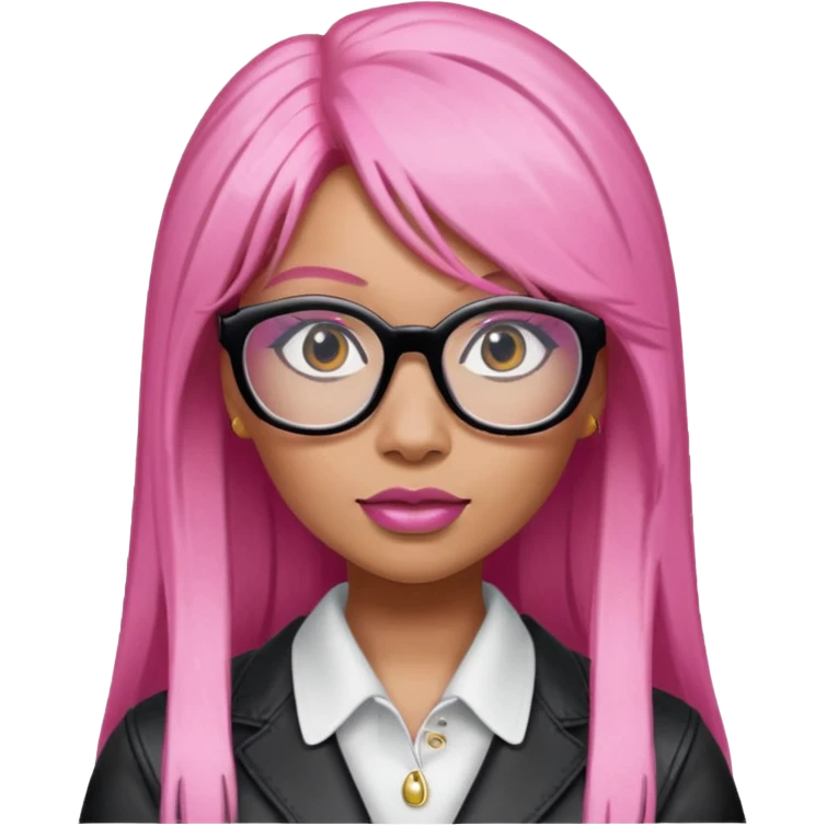 Rapper Nicki Minaj pink hair wear glasses emoji