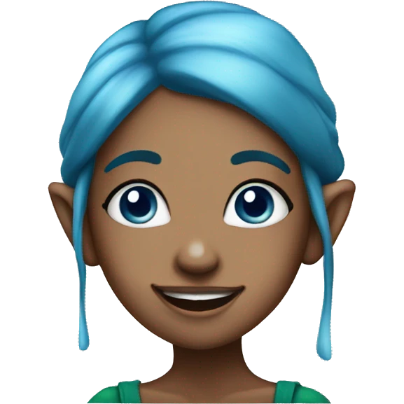 Elf blue skinned girl with blue hair with a fun expression  emoji