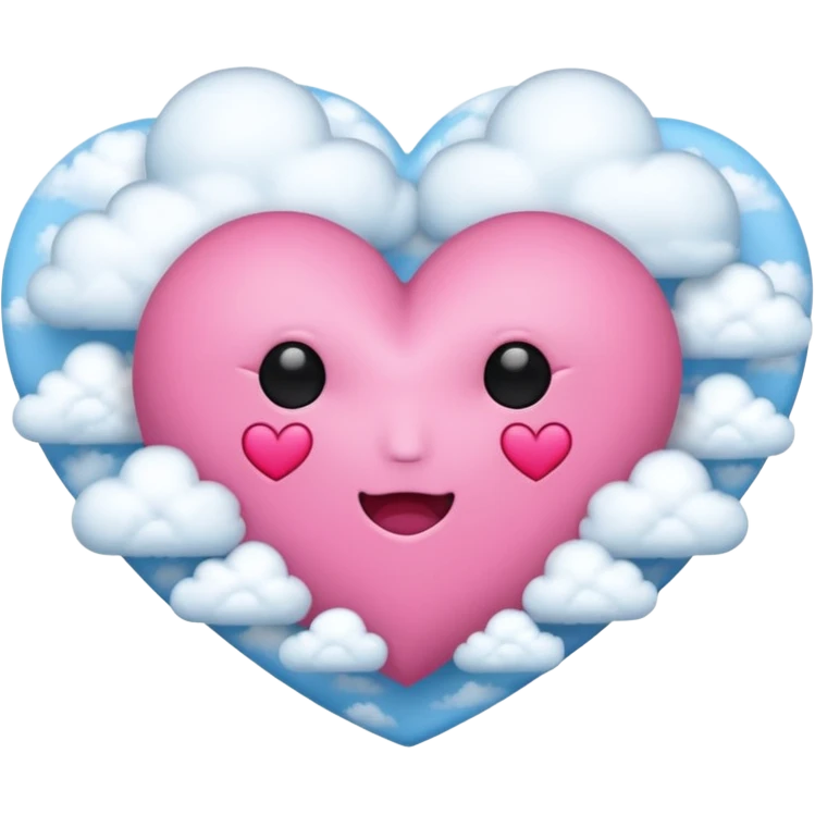 pink heart with clouds no face emoji