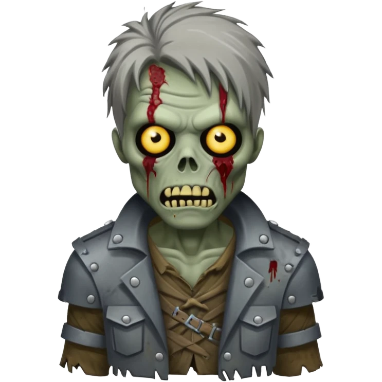 armoured zombie with hair emoji