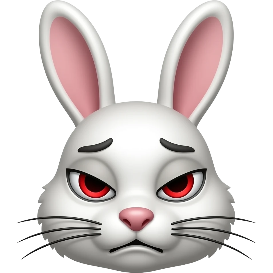 bunny evil eyes red sorrowful sad face emoji