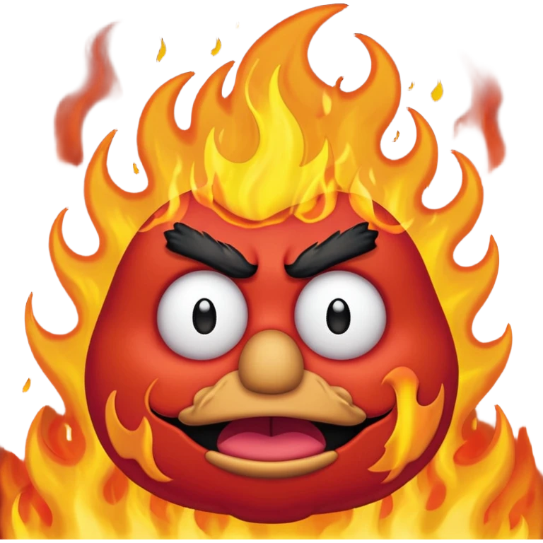 Elmo angry surrounded by fire emoji