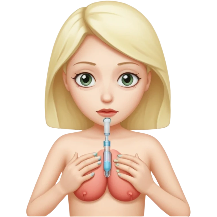 Injecting peptides into stomach with cross eyed drooping eyes   emoji