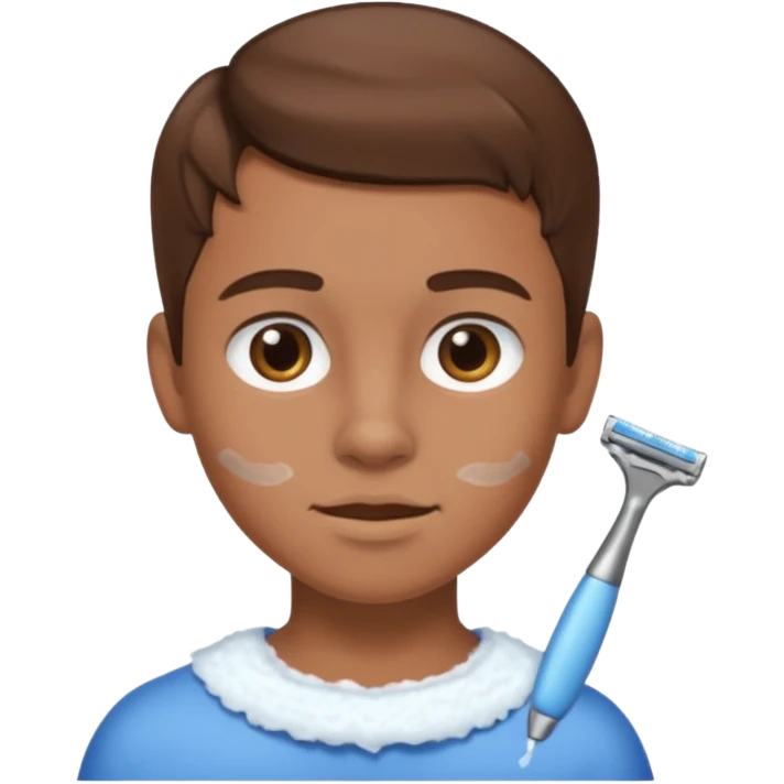 Young brown haired teen shaving emoji