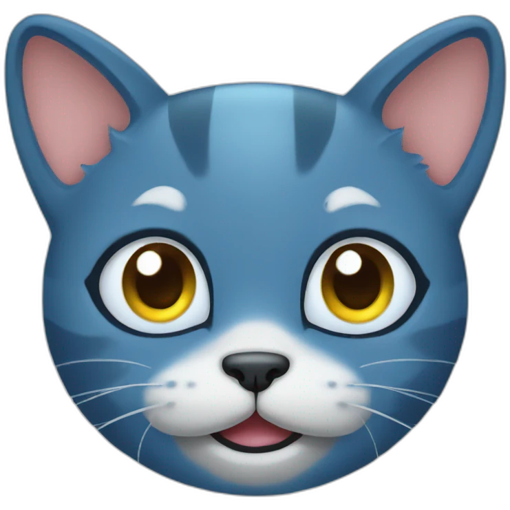 Blue cartoon cute cat face emoji
