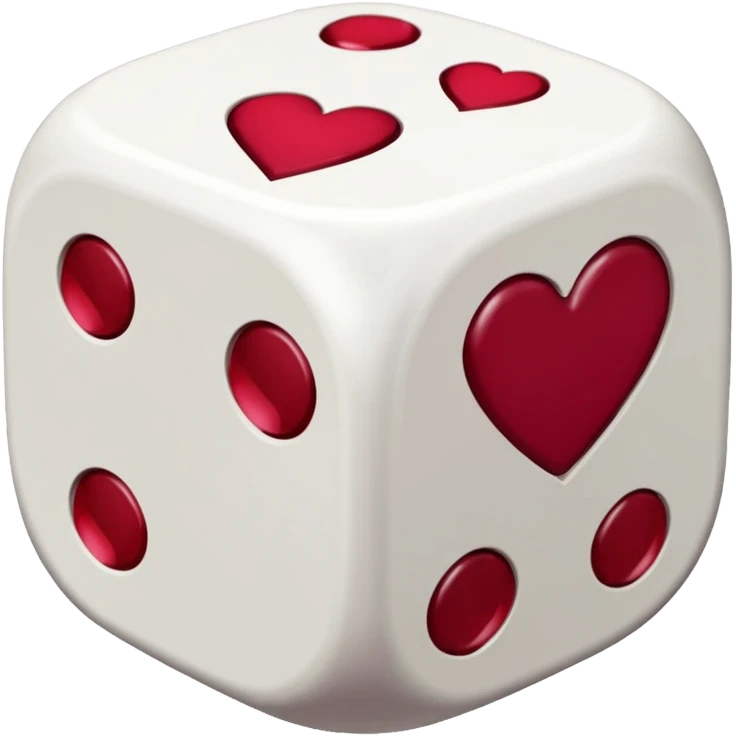 two dices in with burgundy red heart details emoji