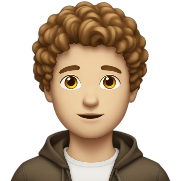 white boy with brown fluffy hair and strong jawline emoji