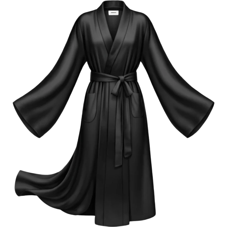 Plain Black silk long robe, extra long sleeves, high definition emoji