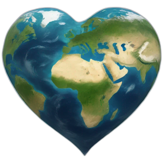 Planet Earth in the Shape of a Heart emoji