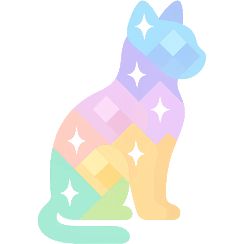 cat made of sparkling gems, color icon emoji