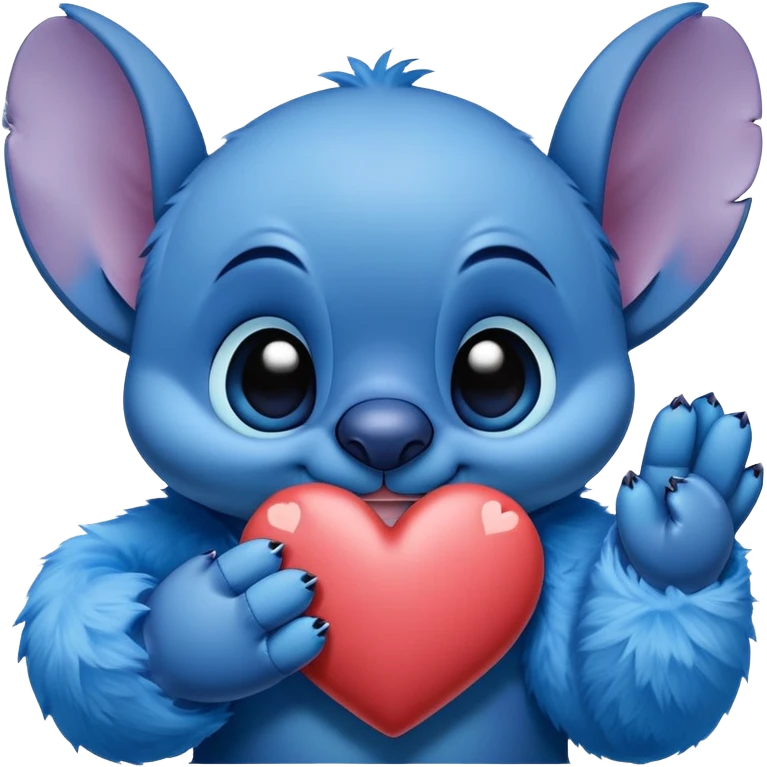 Stitch making a heart shape with his hand emoji
