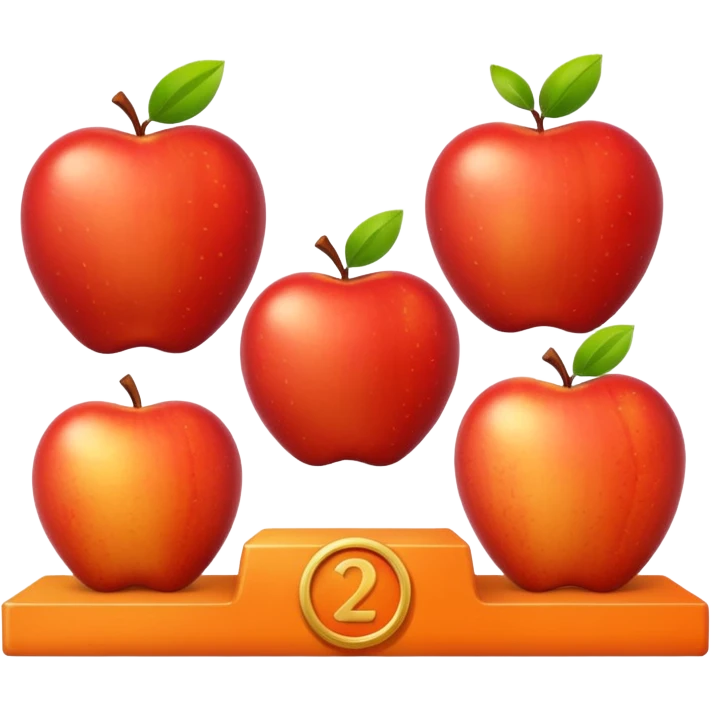 medal podium where 2nd and 3rd place are apples and 1st place is an orange emoji