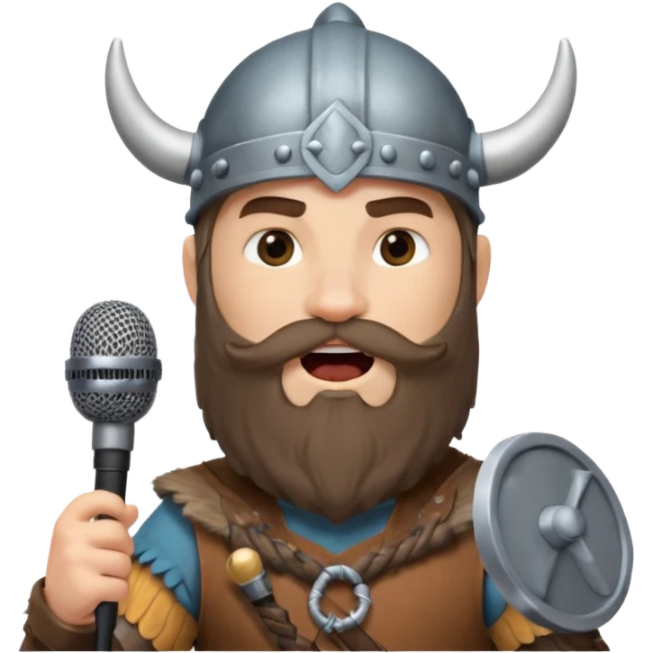 viking singing with micro, half body emoji