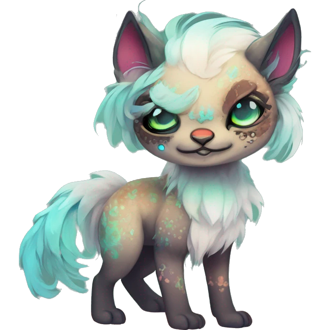 cute Kawaii edgy ethereal fantasy animal fursona Fionbri creature by griffsnuff & LiLaiRa & Falvie with exotic colors full body emoji