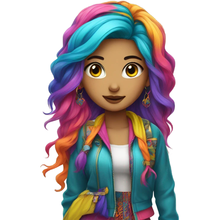 Arabic girl outfit K-pop crazy colour hair  emoji