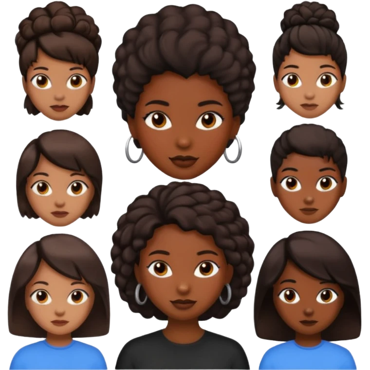 black woman emojis with different types of hair emoji