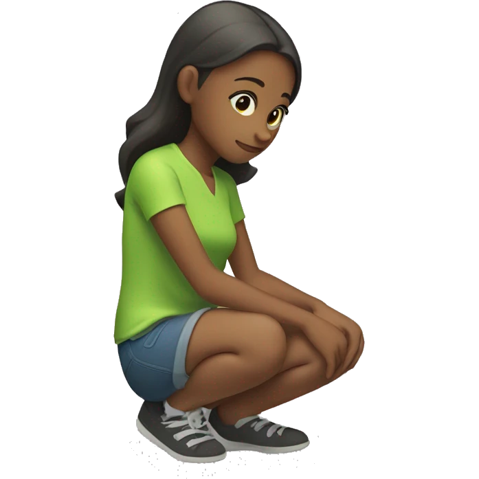 Girl kneeling wearing a lime green shirt  emoji
