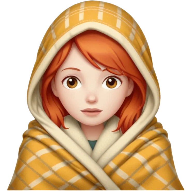 A red hair girl with a blanket over her head emoji
