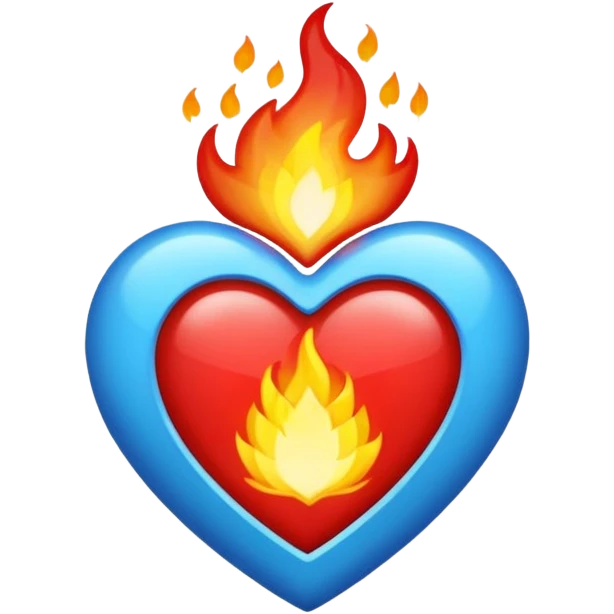 Hazme el corazón rojo con fuego azul emoji