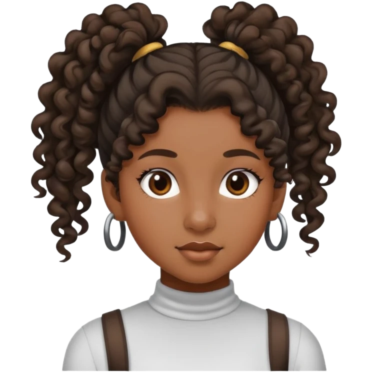 A black teen girl with curls in a ponytail  emoji