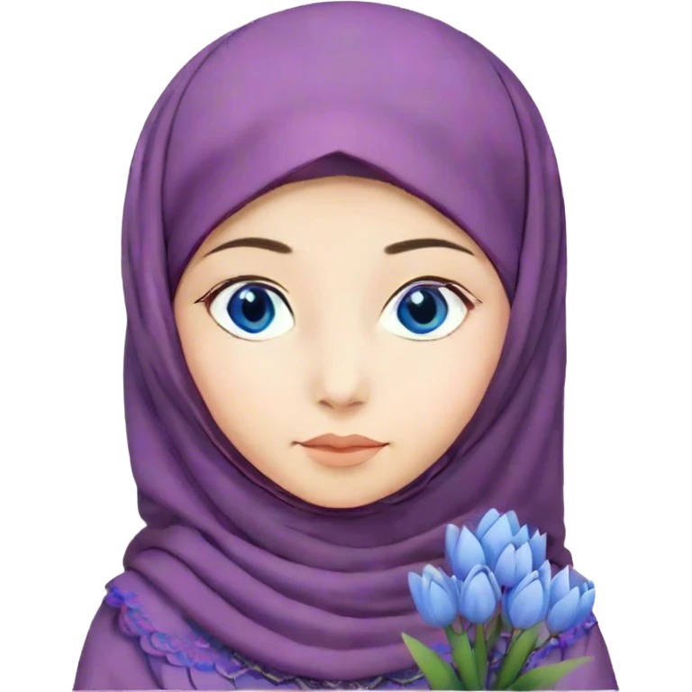 Turkish beautiful finish Konya girl blue eyes with hijab and hyacinth flower dress emoji