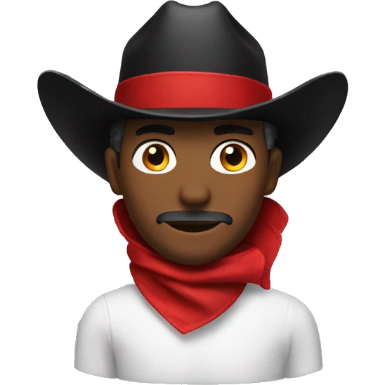 man with red bandana black cowboy hat emoji