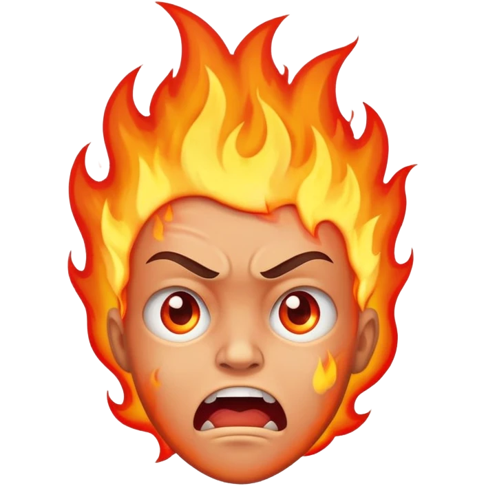 Scared face with top of head on fire emoji