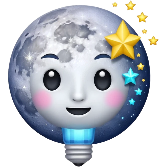 moon with idea sparkle pop emoji