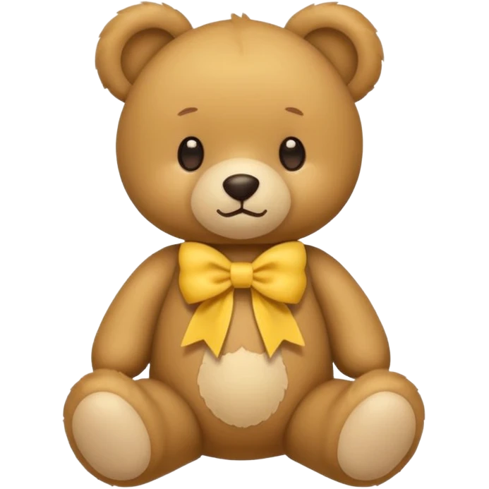 Cute flat-style teddy bear icon for infant daycare. wear a yellow bow in neck
 emoji