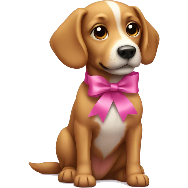 dog with a pink ribbon emoji