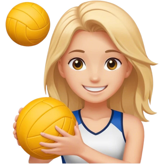 smiling girl with volleyball emoji