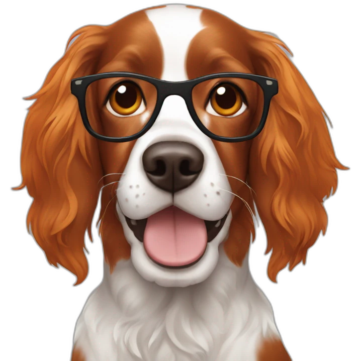 Springer spaniel with man and girl orange hair with glasses emoji