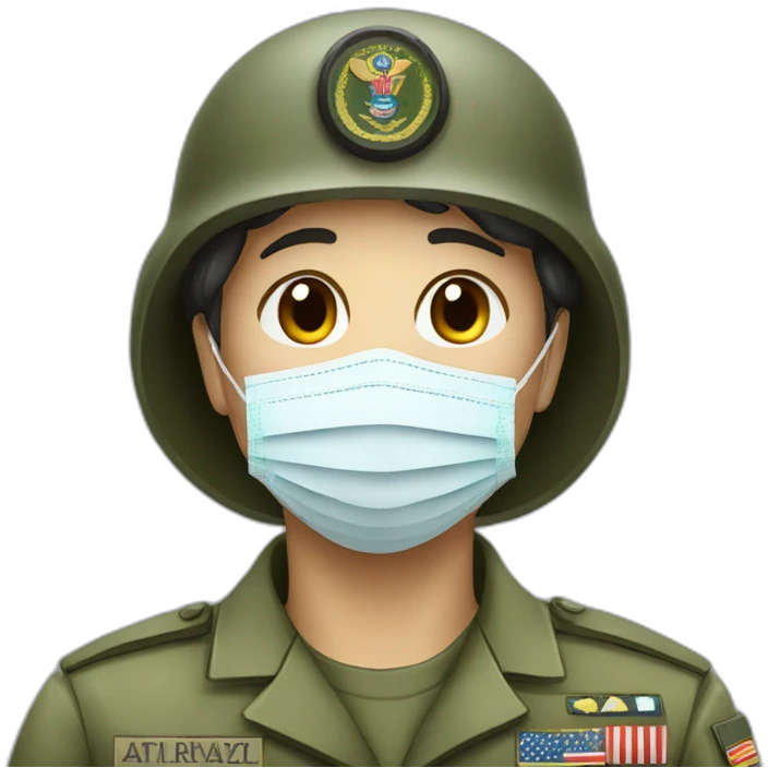 a military Head Portraits in a Medical masks emoji