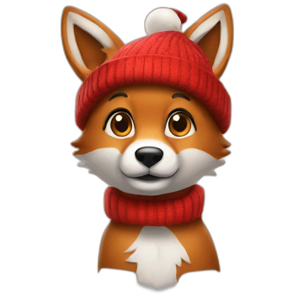 With foxy con un gorro de Navidad emoji