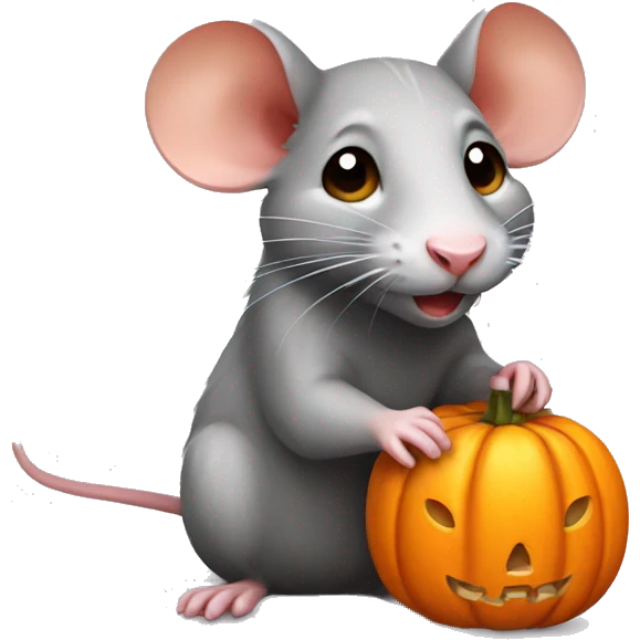Cute rat with pumpkin emoji