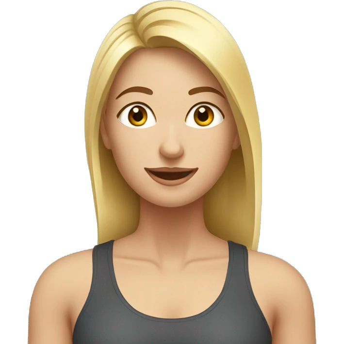 a blonde woman with brown eyes doing physical exercises emoji