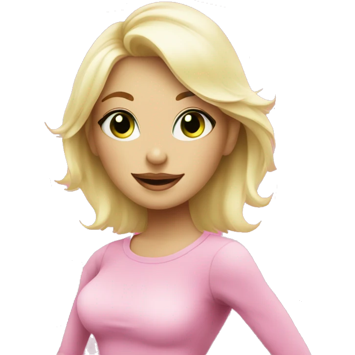 cute platinum blonde with green eyes surrounded by pink shopping bags emoji