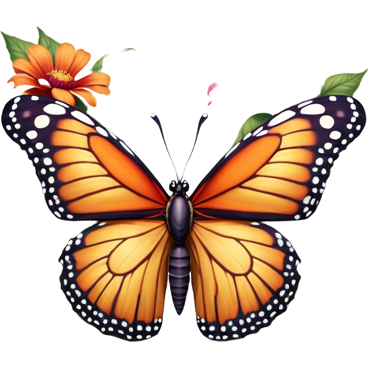 Cinematic Realistic Comical monarch Butterfly Portrait Emoji, Head tilted dramatically with an exaggeratedly amused expression, featuring striking, vividly detailed ruby wings with bold, playful patterns and wide, expressive eyes brimming with humorous disbelief, rendered with lifelike texture and vibrant natural hues, high shine, dramatic yet playful, styled with an air of cheeky garden mischief, soft glowing outline, capturing the essence of a spirited and over‐the‐top red butterfly that looks ready to flutter its way into viral fame! emoji